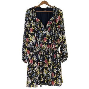 Banana Republic Floral Dress Womens Medium Blue Colorful Boho Office Peasant